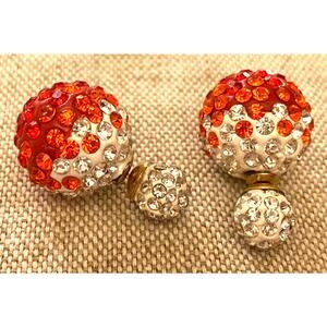 Red crystal Double Sided Earrings